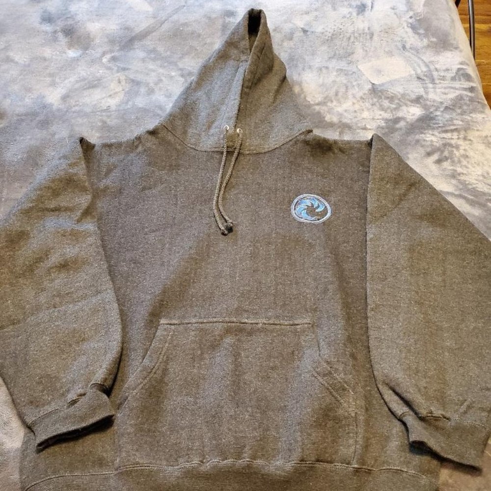 SEA DOLPHIN PULLOVER HOODIE - CHARCOAL GRAY/BLACK